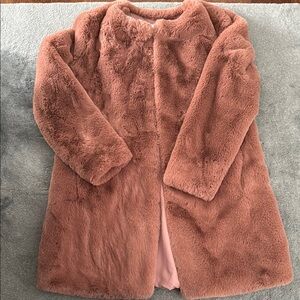 Faux Fur Coat in Blush Pink